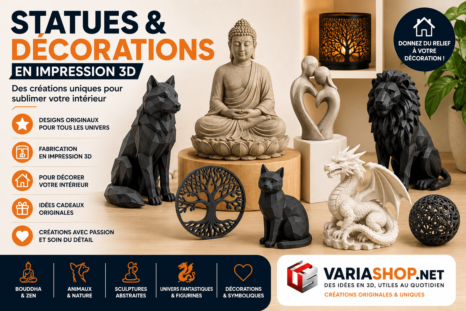 Statues & Décorations en Impression 3D - Variashop
