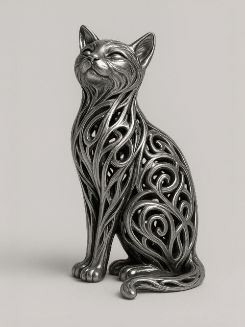 Élégante sculpture de chat - Variashop