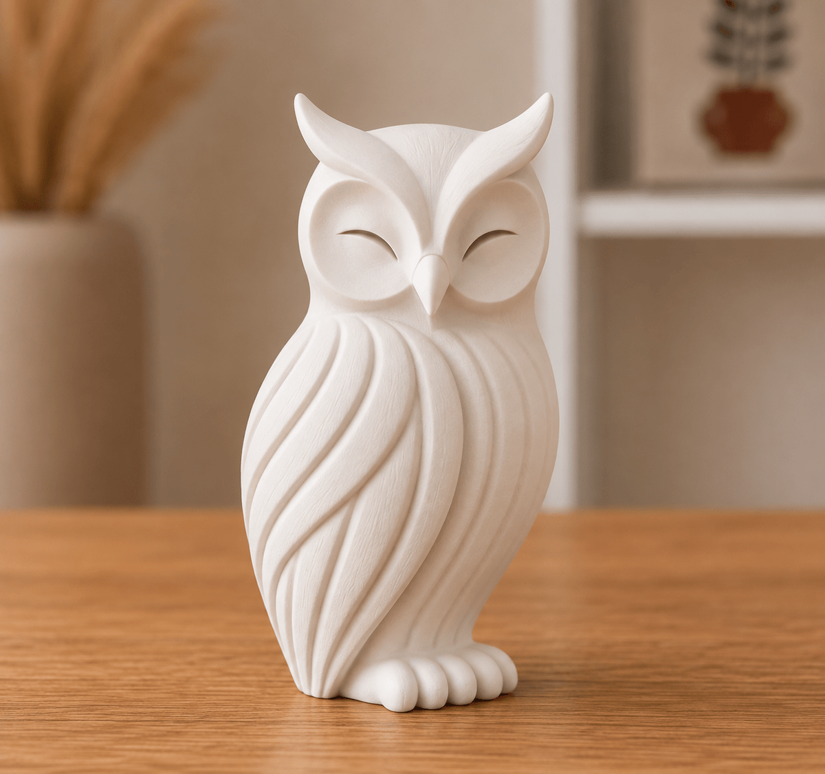 Hibou décoratif blanc – Sculpture en impression 3D - Variashop