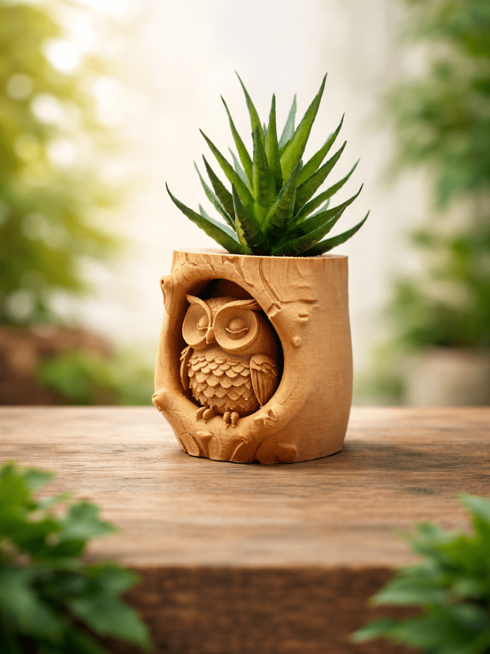 Jardinière Hibou Endormi – Pot Souche d'Arbre Décoratif - Variashop
