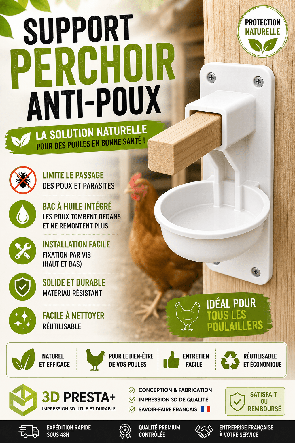 LOT DE 2 SUPPORTS PERCHOIR ANTI-POUX - Variashop