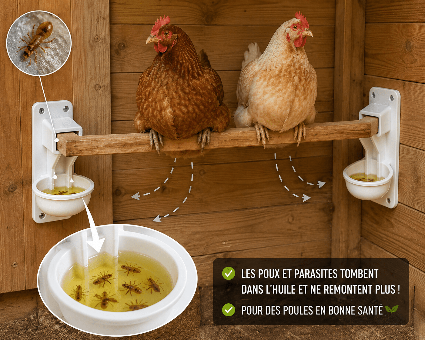 LOT DE 2 SUPPORTS PERCHOIR ANTI-POUX - Variashop