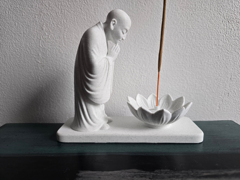 Porte-encens - Statue de Moine de Méditation avec Lotus - Variashop