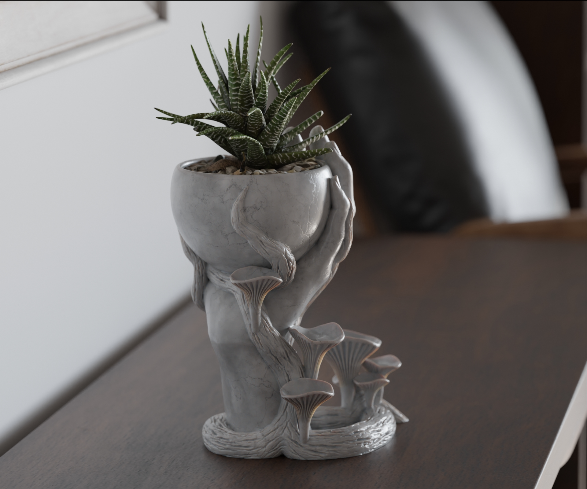 Vase à main en forme de champignon