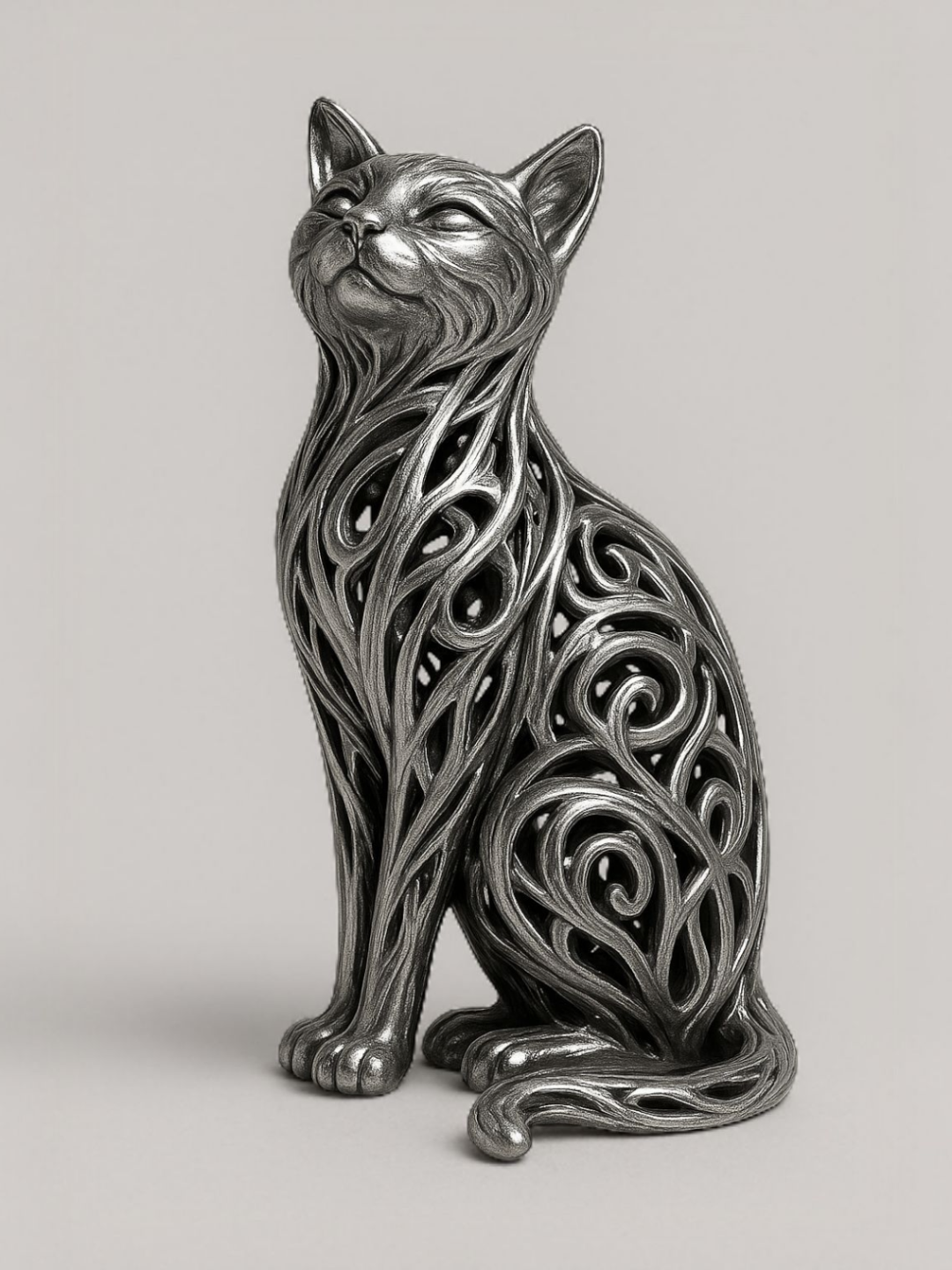 Élégante sculpture de chat
