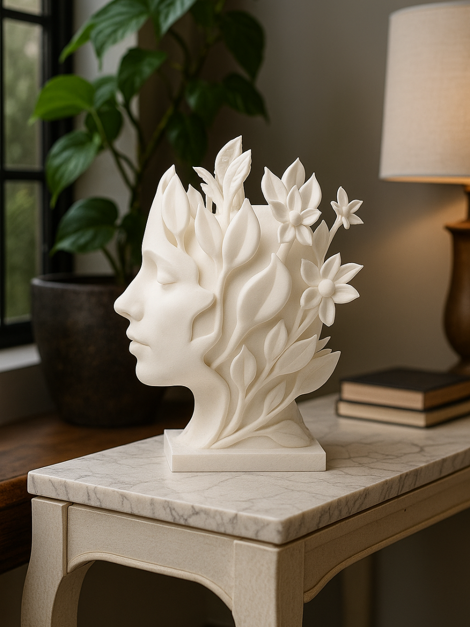 Sculpture de la Muse Naturelle – Statue botanique moderne
