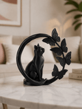 Sculpture de Chat Élégant Entouré de Papillons - Variashop