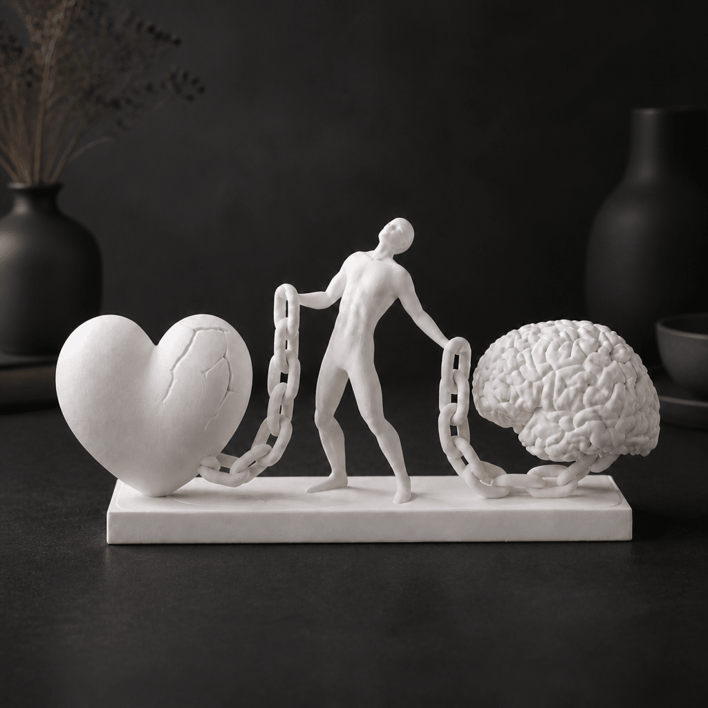 Sculpture Équilibre Cœur et Cerveau - Art Émotionnel - Variashop